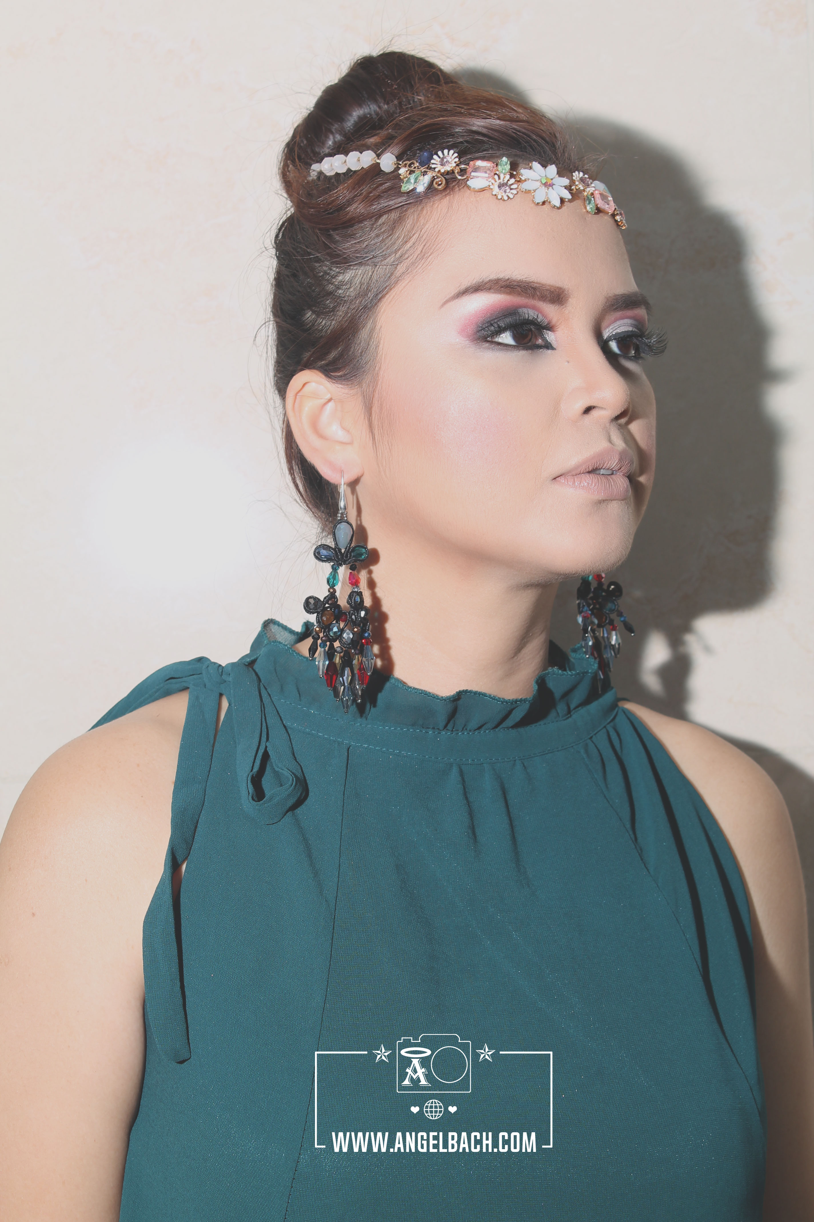 Arabic Look, Half Cut Crease, Silver and Pink Eyeshadow, Hair and Makeup Arabic Bride