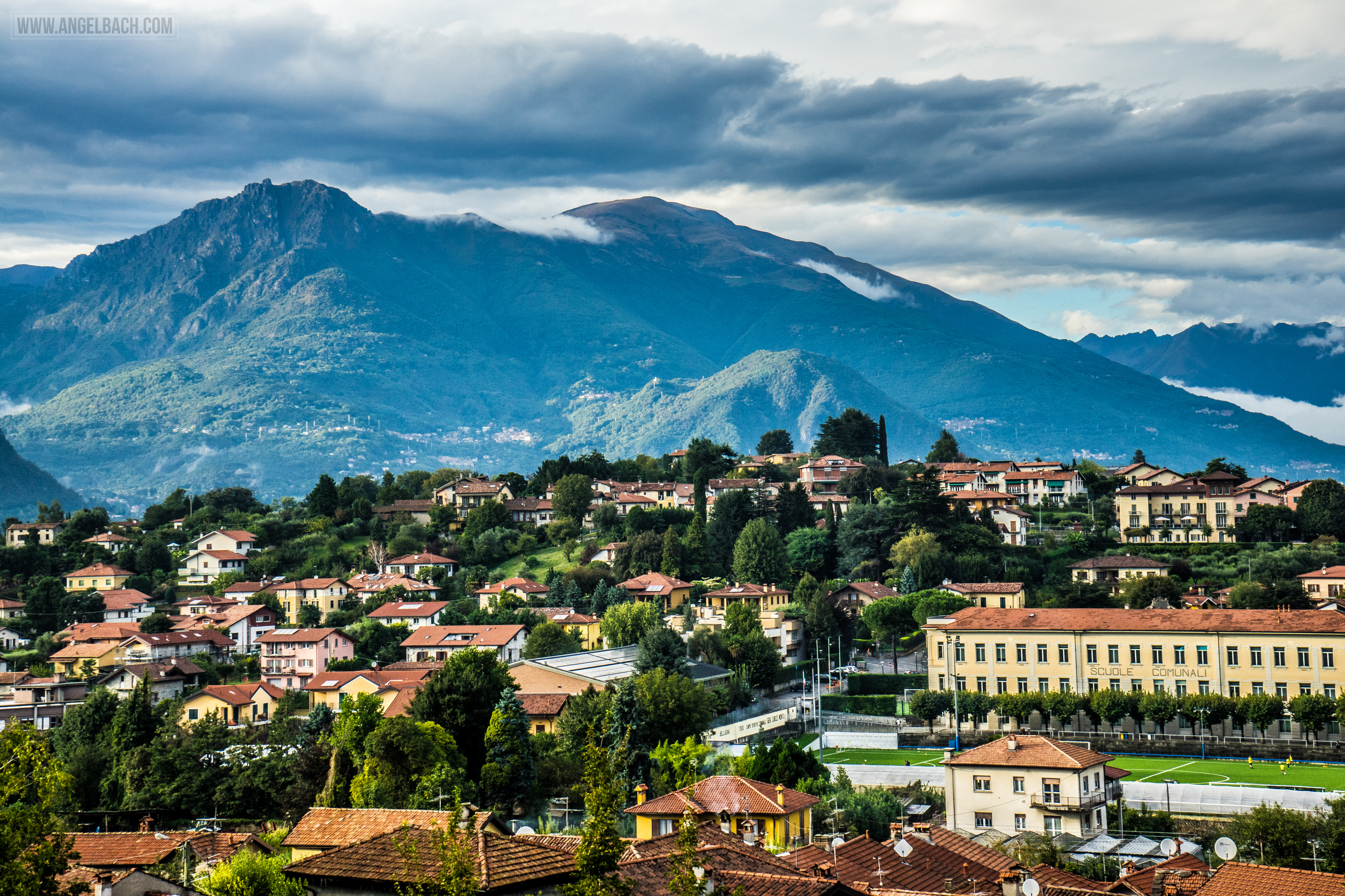 Landscape, Lake Como, Nature, houses over the mountain, Italy, Bellagio