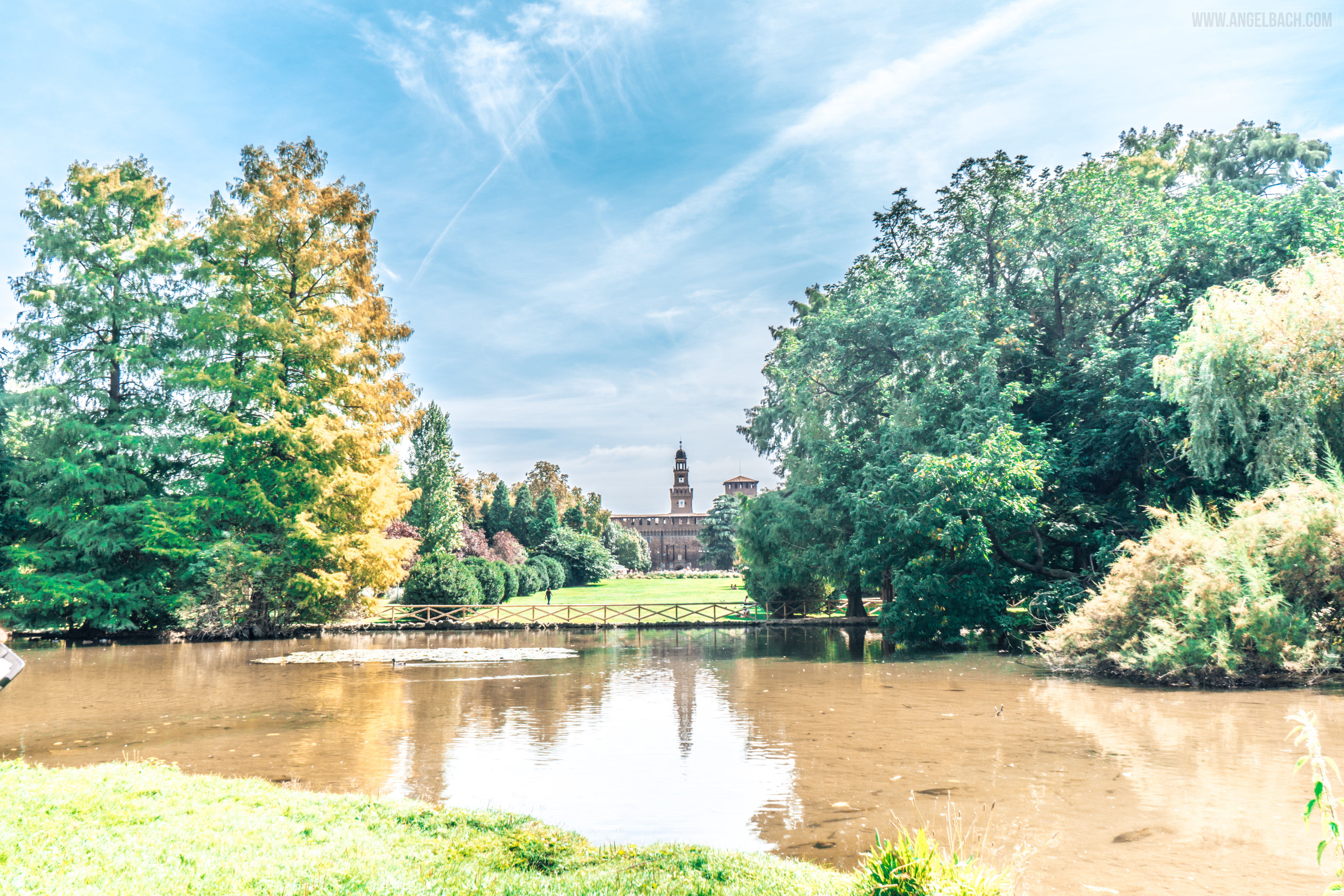 Milano, Park, Palace, pond, nature, reflection, trees, Italy